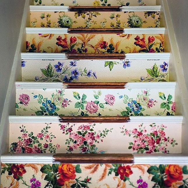 Floral Wallpaper Stairs decals ideas