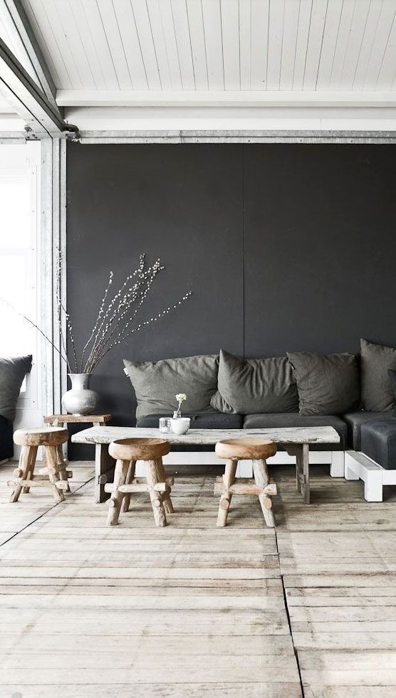 Grey wall and sofa design