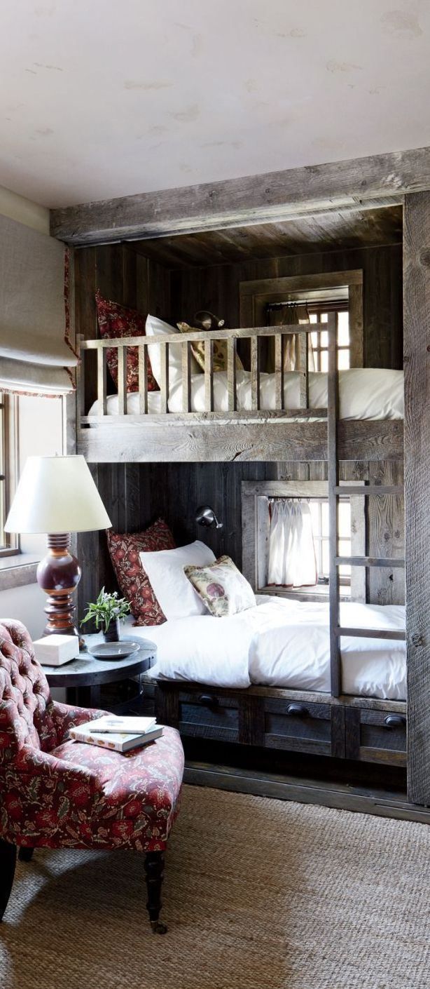Lovely rustic bunk beds.