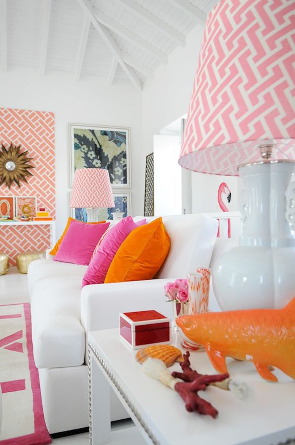 Orange, pink and white home decor
