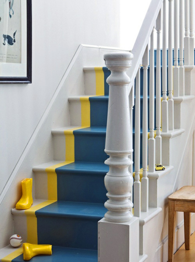 Teal and Yellow Stairs decals idea
