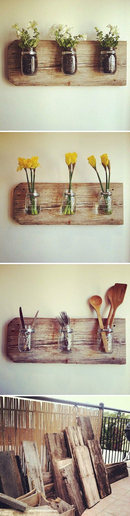 Home Decor with Mason Jars and Reclaimed Wood