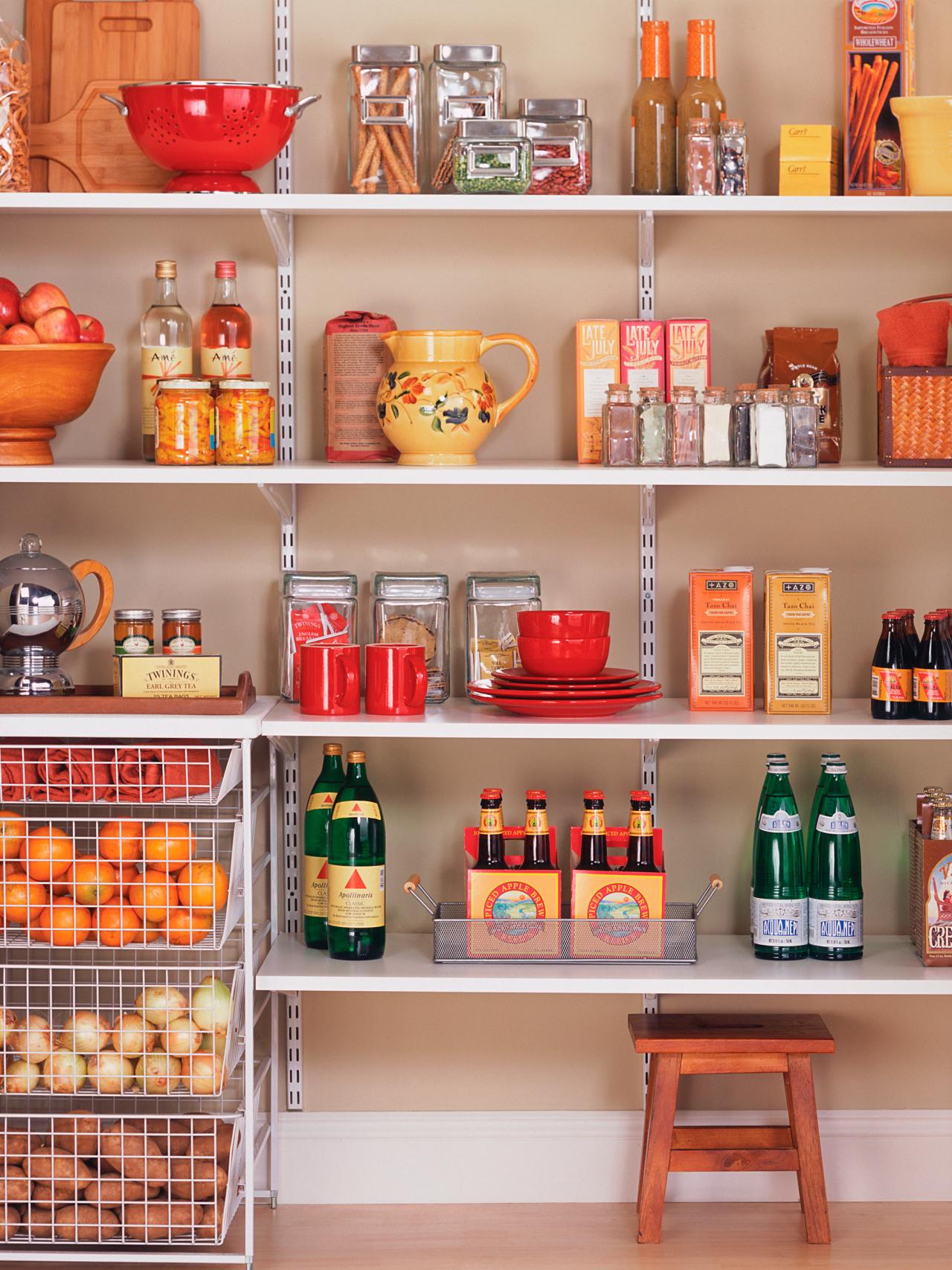 Adjustable shelves allow easy storage for food products of different heights.