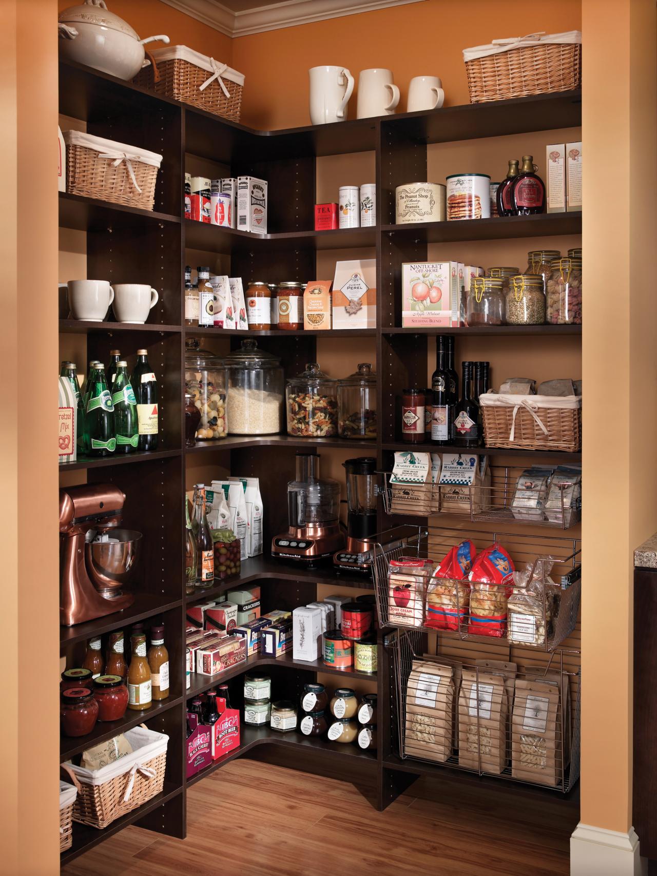 An attractive, well-organized pantry space can serve double duty as both storage and a display area.