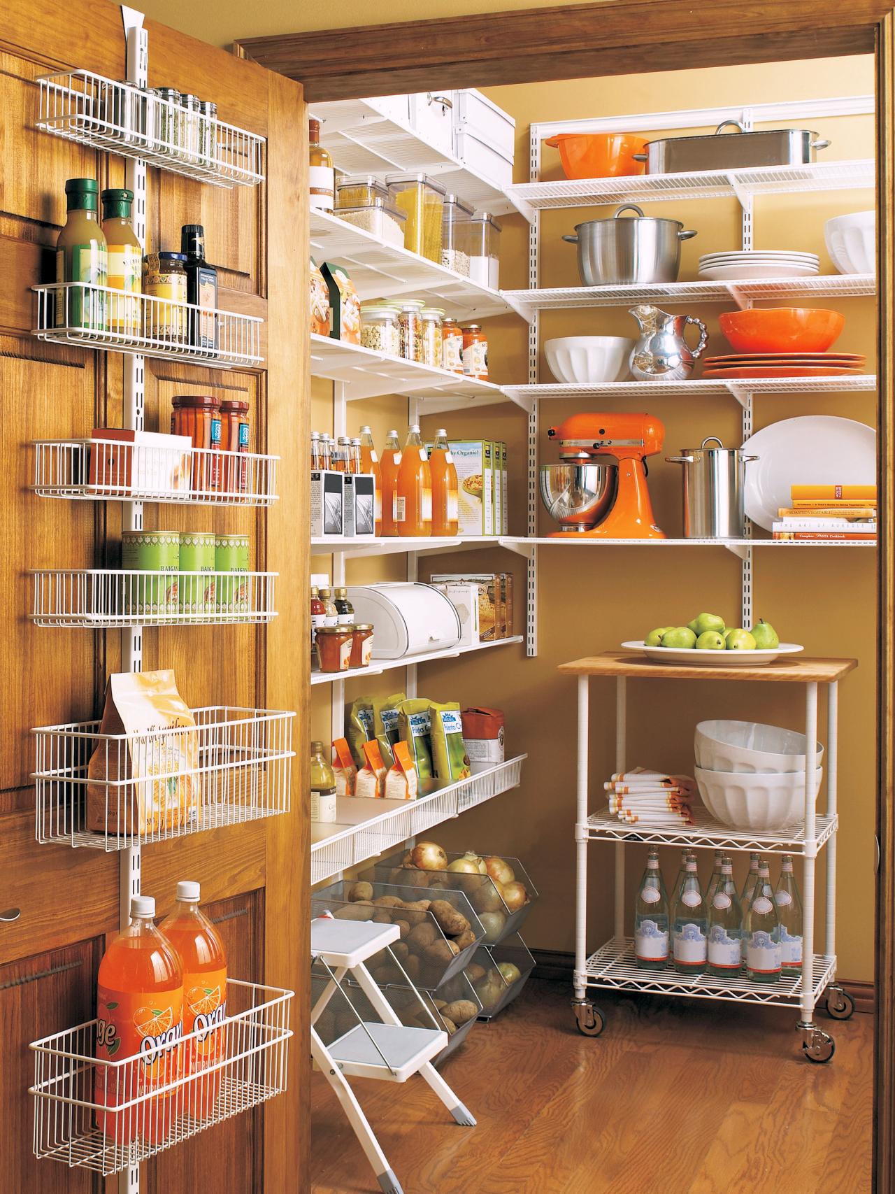 Don't let door space go to waste. Attach hanging shelves for extra storage.