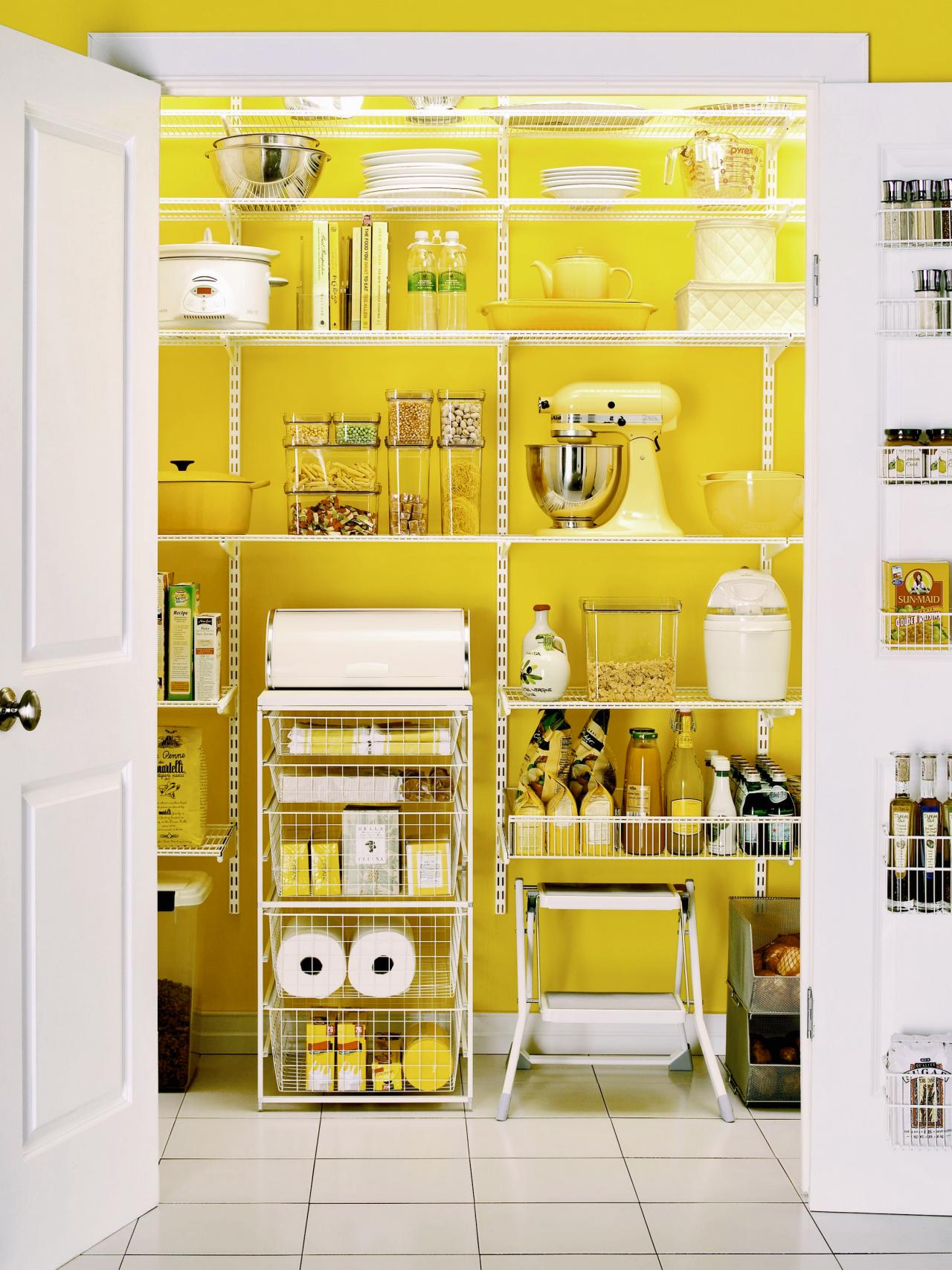 Set an energetic mood in your kitchen with a lively color in your pantry.