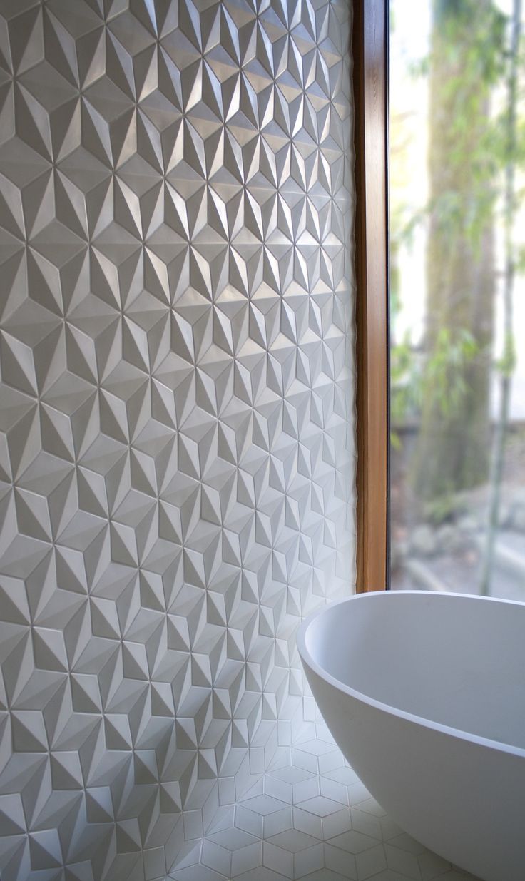 Textured bathroom tiles