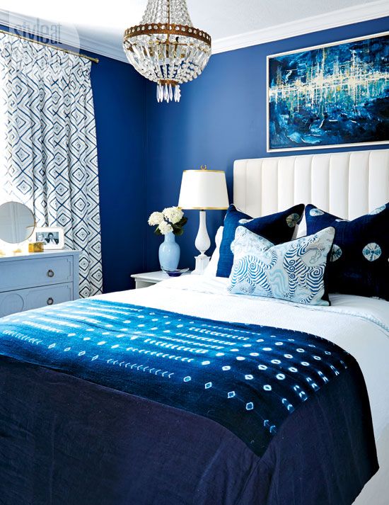 Dark blue master bedroom