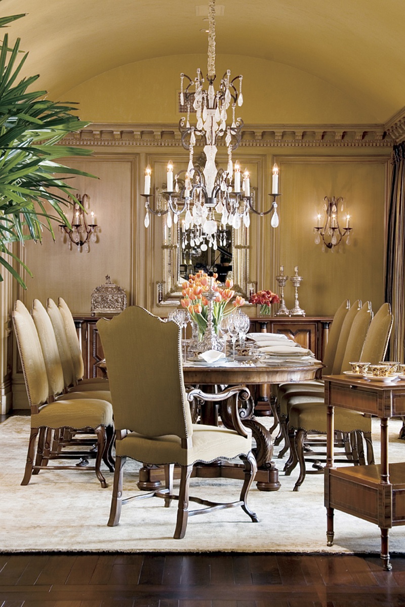 Vintage Dining Decor and chandelier