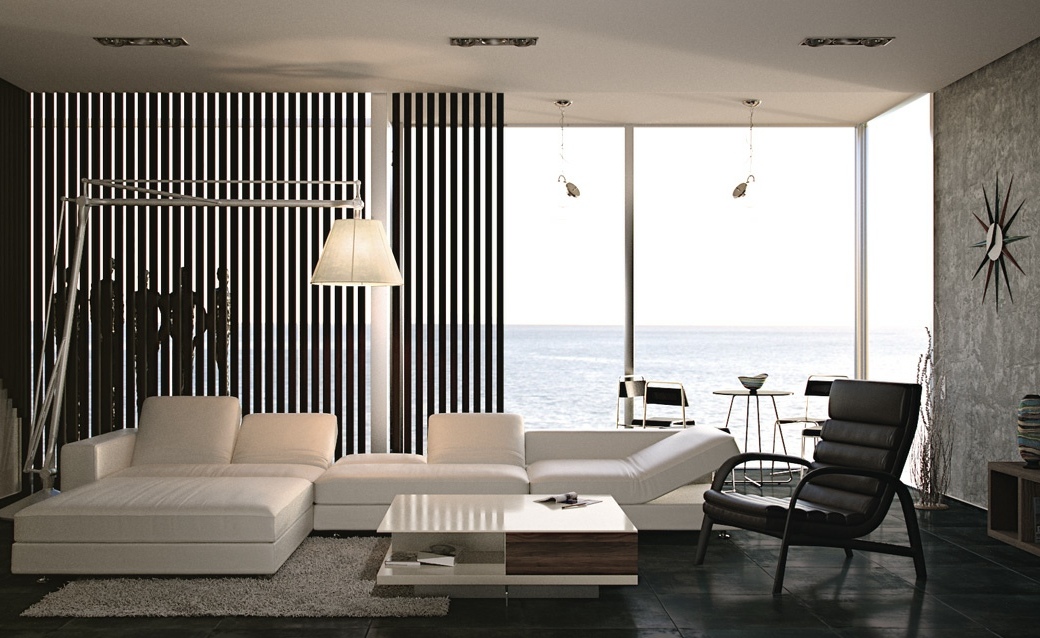 black white interior design living room