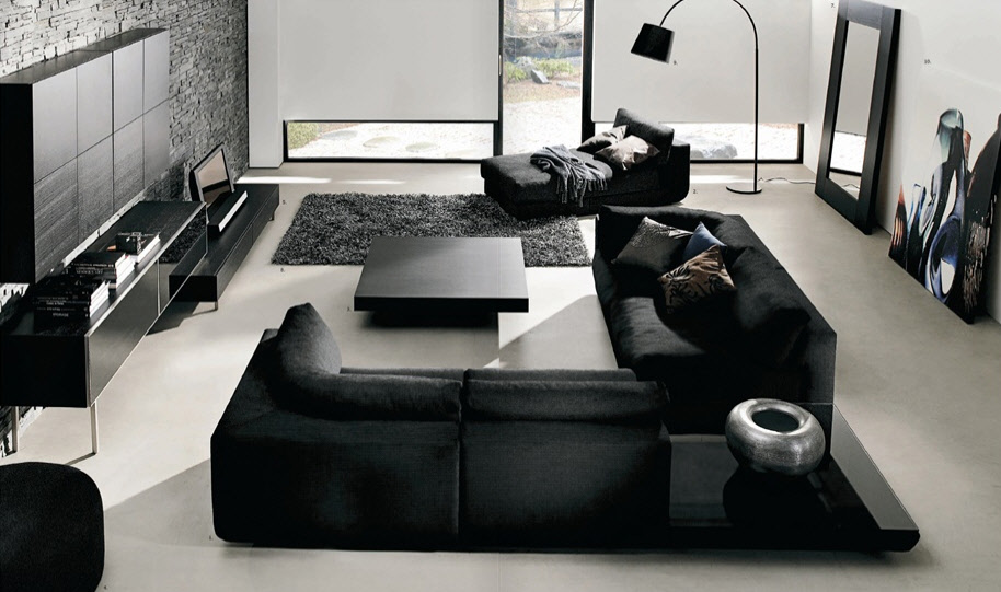 black white living room