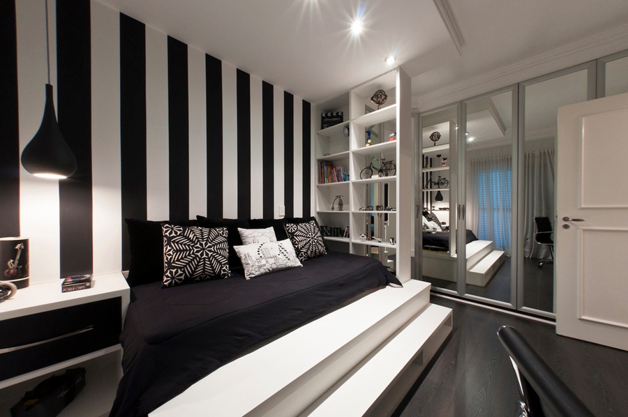 ideias modernas para quartos em preto e branco