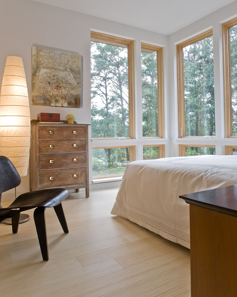 natural bedroom in light brown color and dramatic lighting