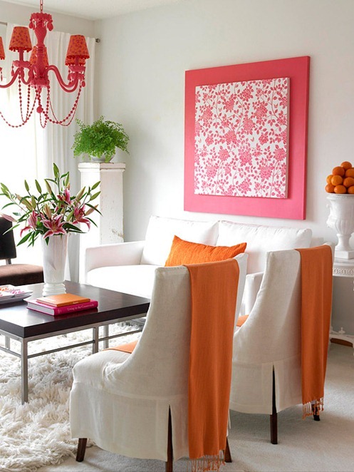 pink and orange living room