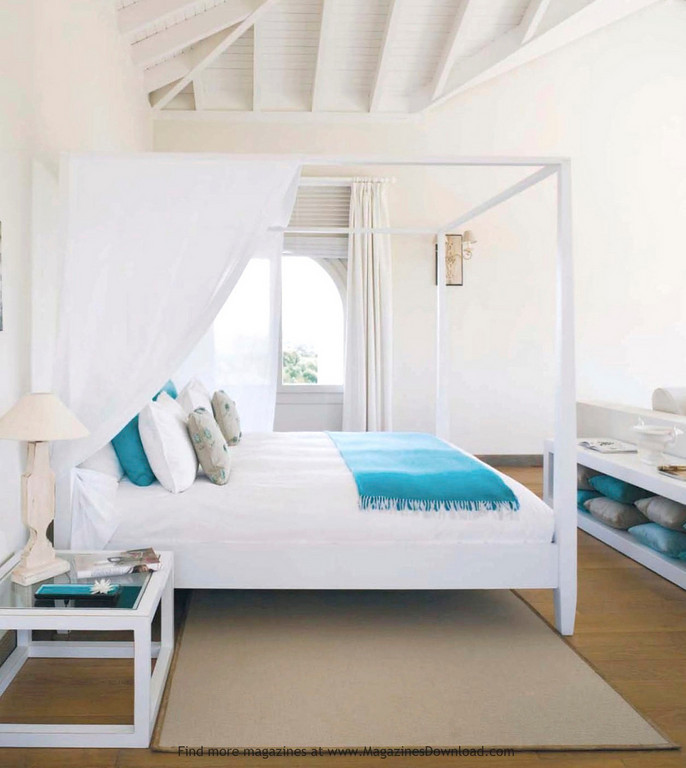 white turquoise bedroom canopy bed beach house bedroom