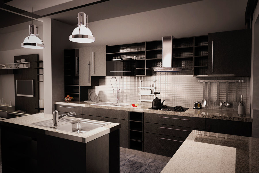 dark kitchen design idea