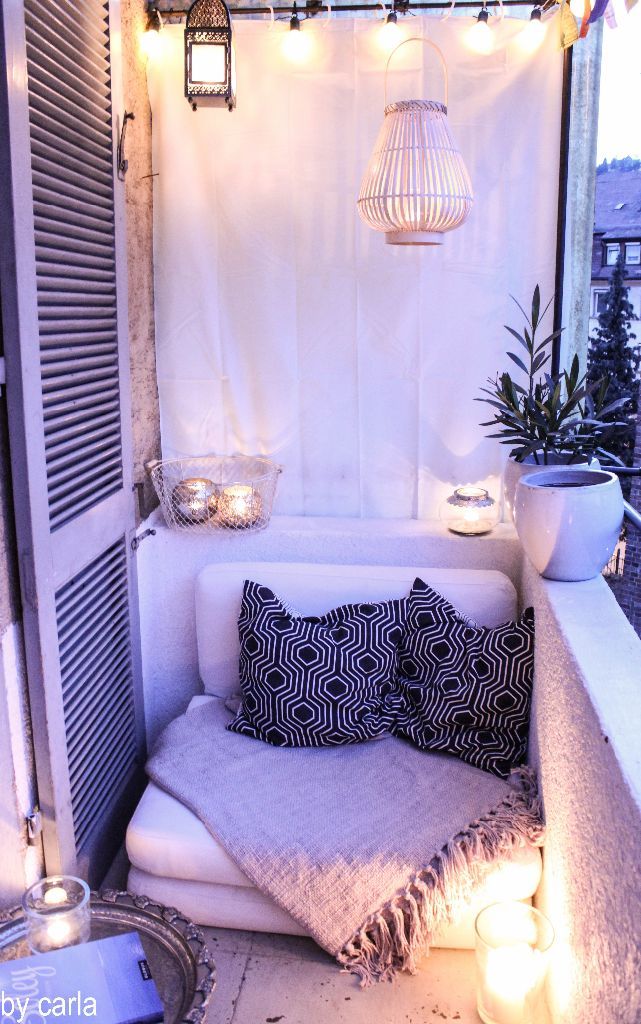 Small balcony turned cozy outdoor space