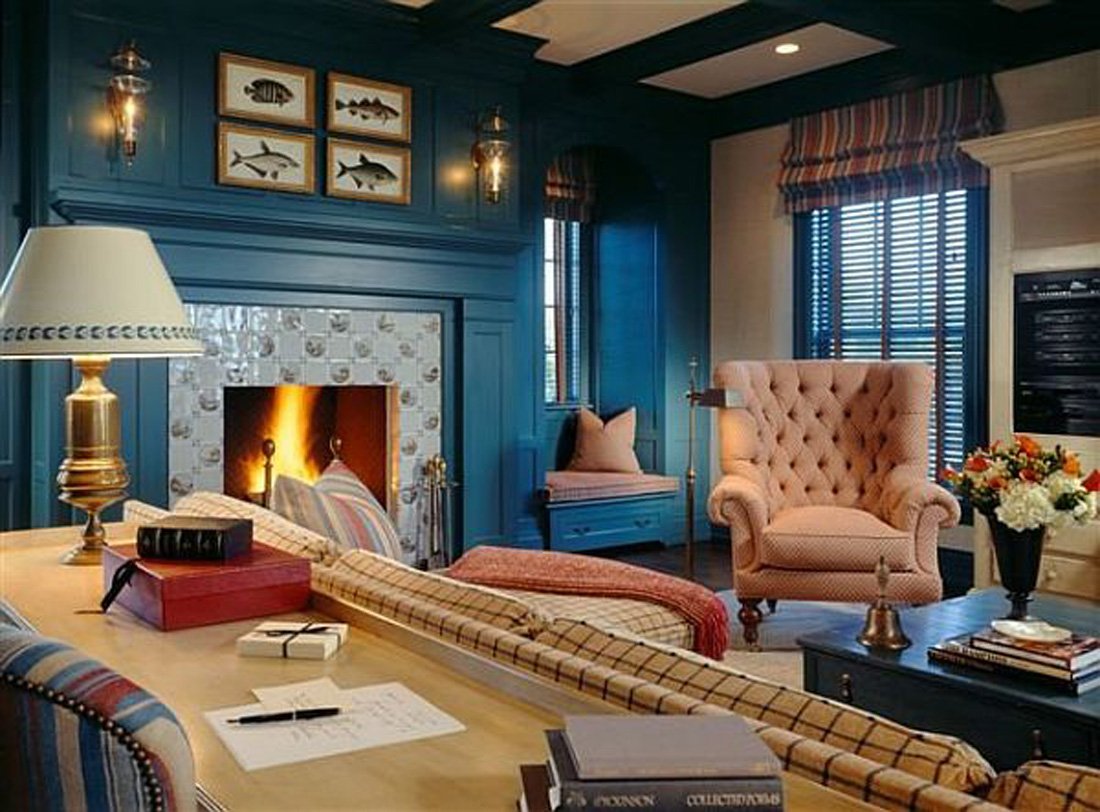 living room blue walls decor