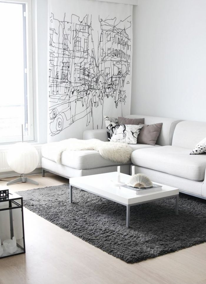 grey and white living room
