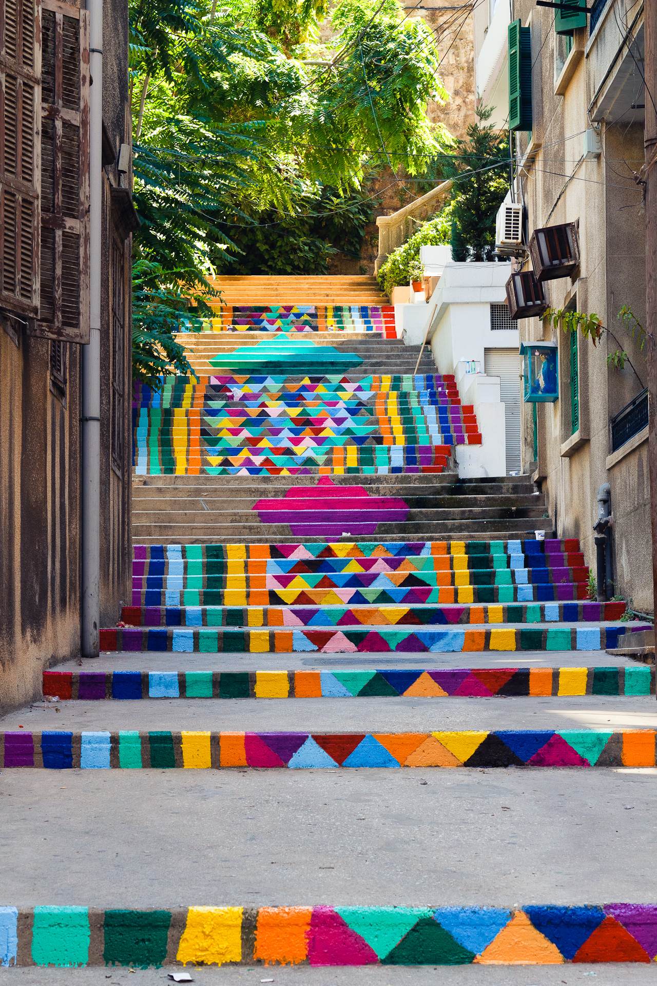 street art Beirut Colors Rainbow Stairs Design