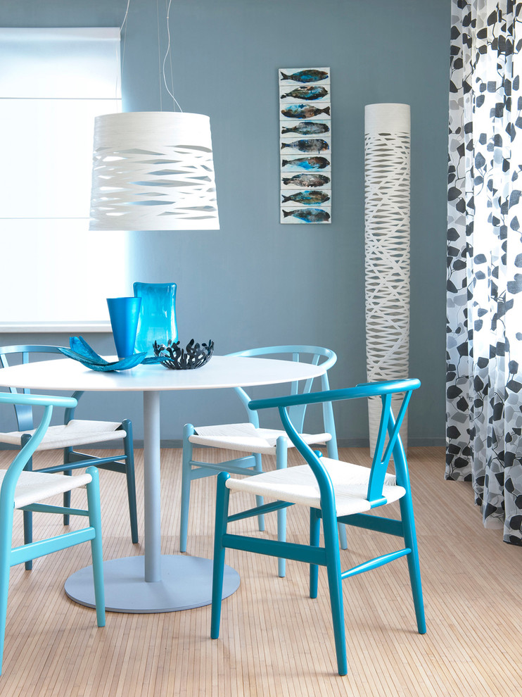 Blue Walls Dining table blue modern dining room other metros