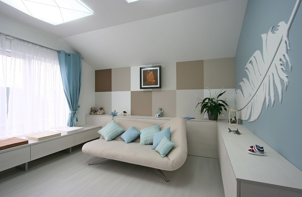 guest room with cream sofa interior design