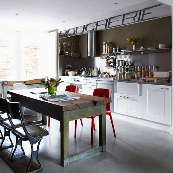 traditional country and sleek urban industrial kitchen design