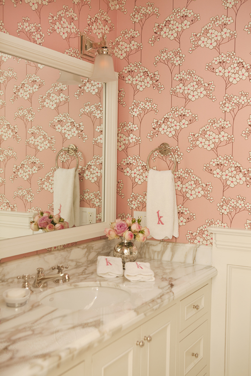 Bathroom Pink Wallpaper Ideas