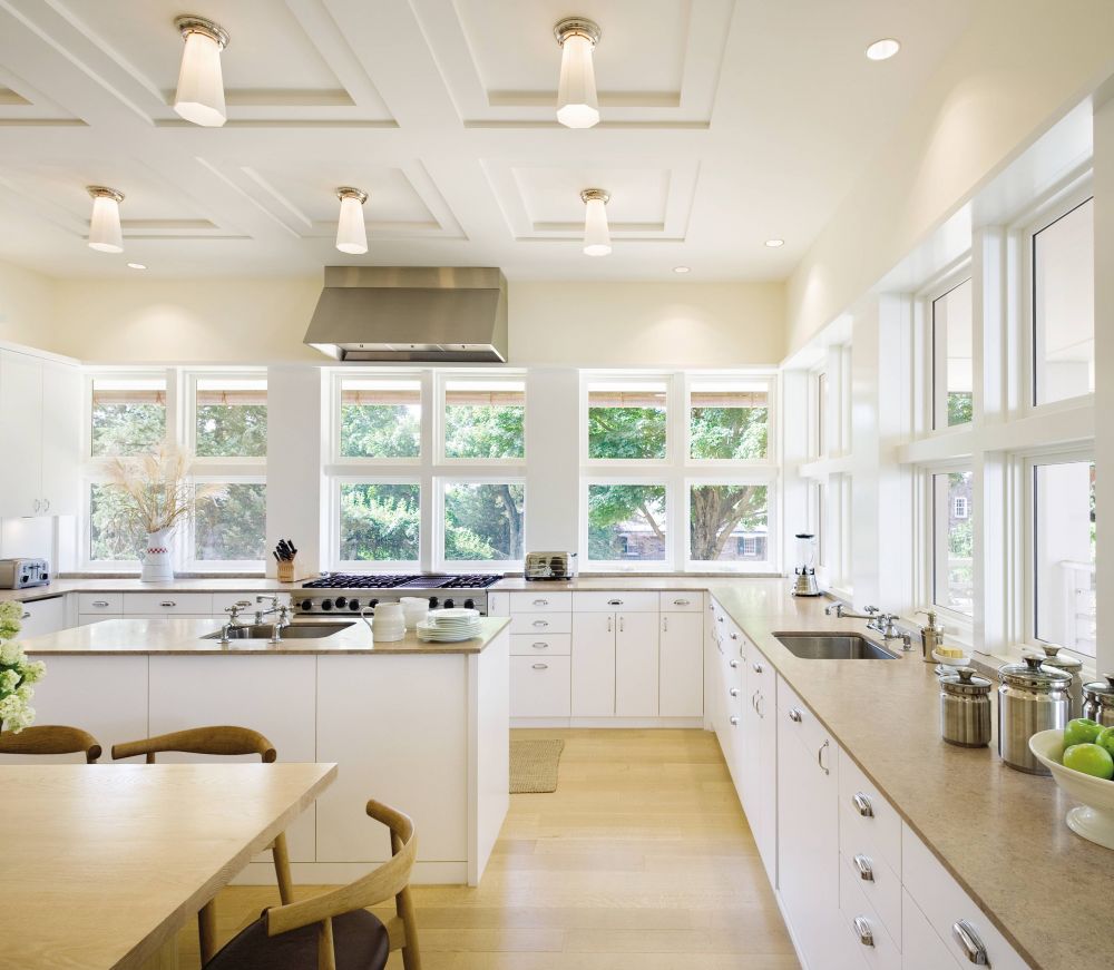 To maximize the light and views in the contemporary kitchen