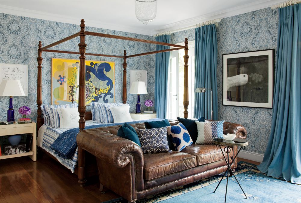 contemporary Colorful Blue Bedroom Interior brazil
