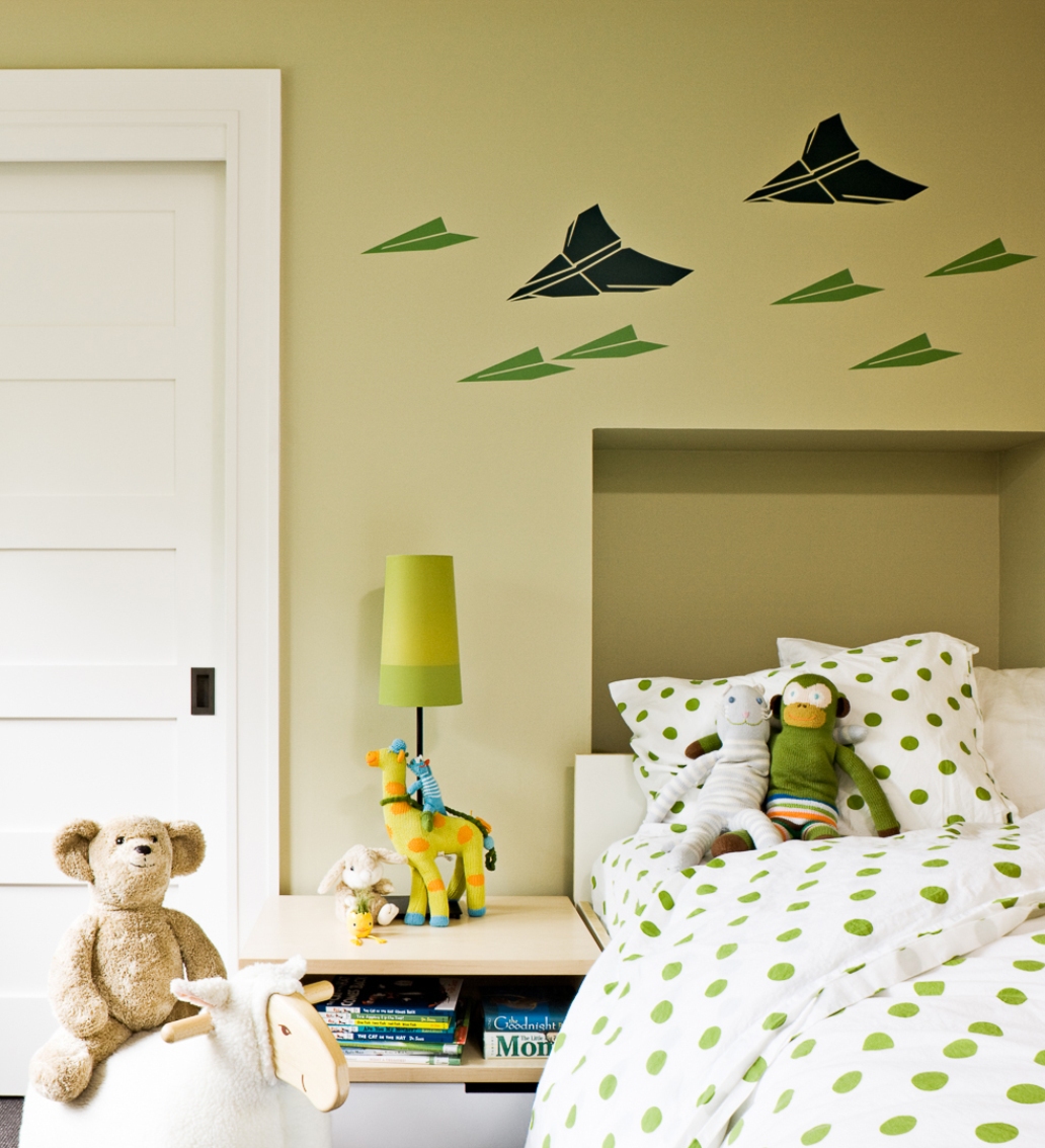 kids room with polka dot pillow covers