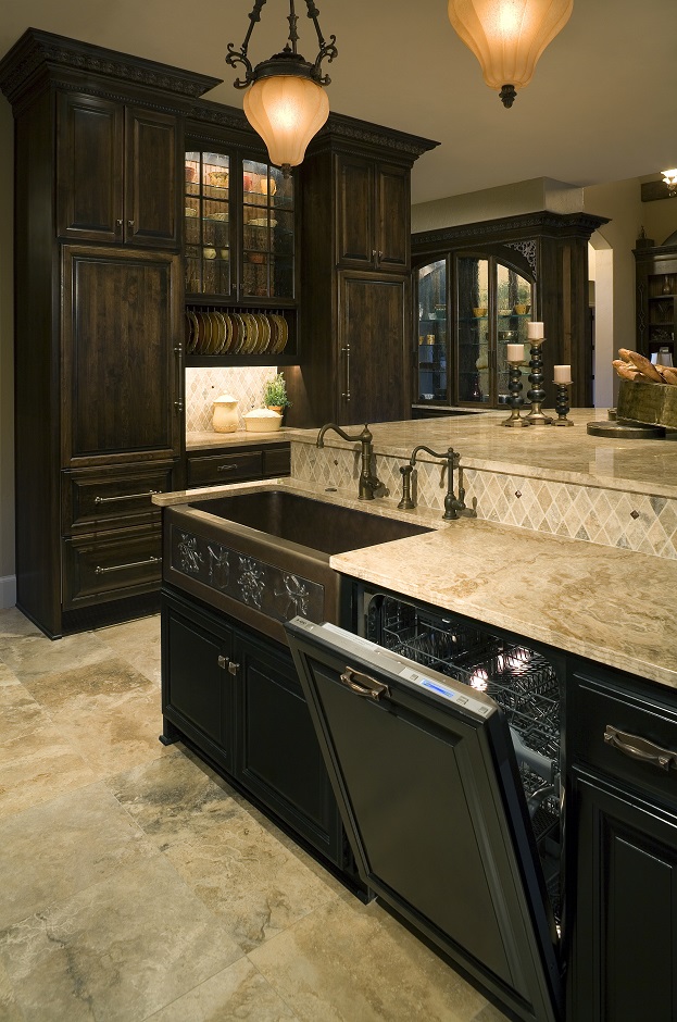 contemporary kitchen design with natural stone