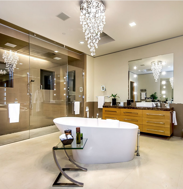 Modern bathroom in San Francisco with a curbless shower