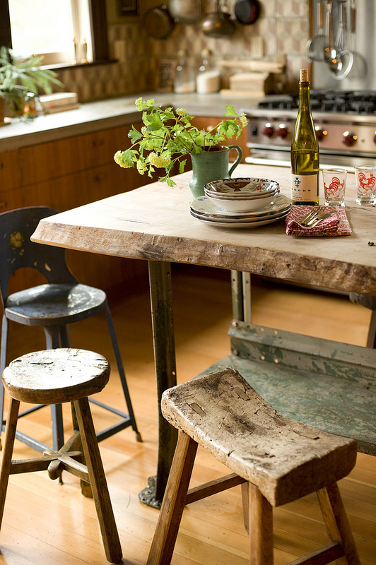 new styling work a portland kitchen with wooden kitchen stools