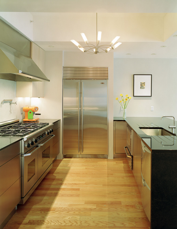 Inspiration for a contemporary u-shaped kitchen in Boston with stainless steel appliances