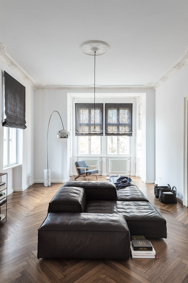 livingroom leather sofa at Berlin Apartment