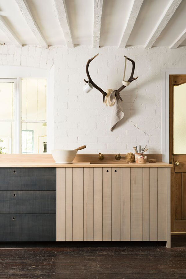 Modern rustic kitchen with Large Faux Deer