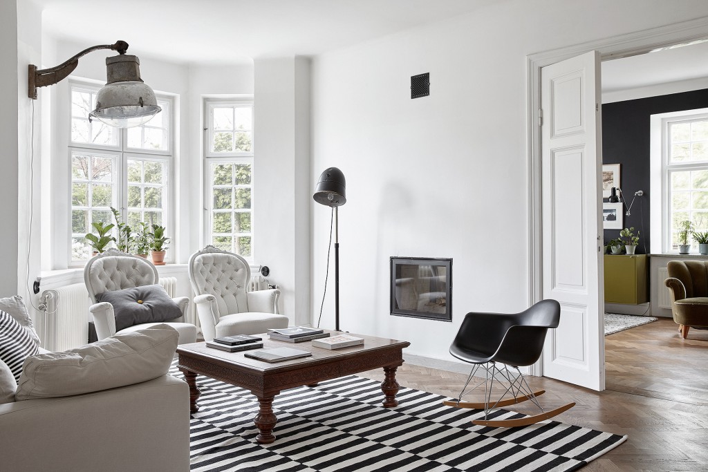 black & white interior living room design