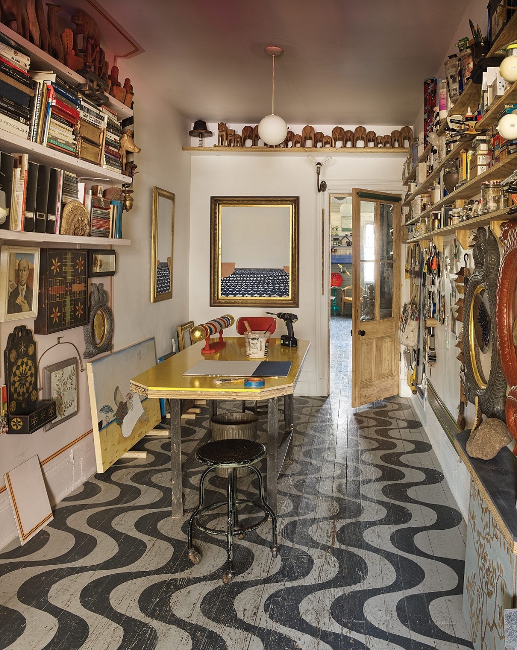 classic serpentine pattern floor vintage room