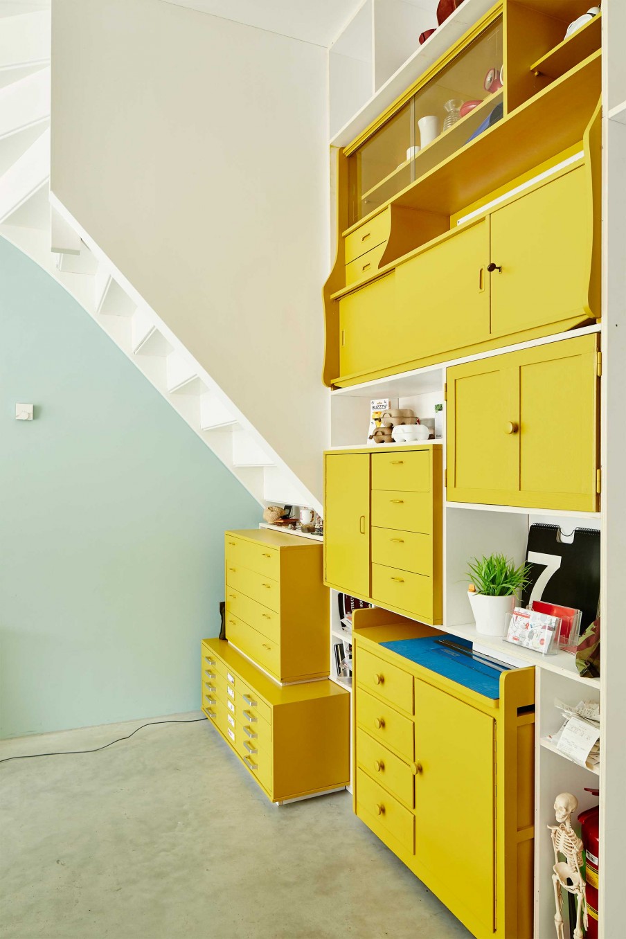 yellow wardrobe doors and drawer