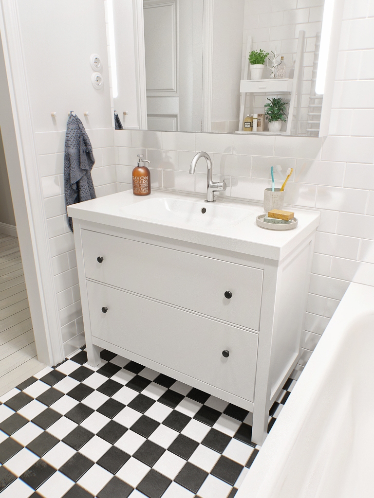 Black and white bathroom floor tile designs