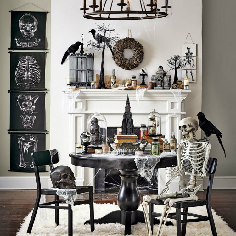 Halloween Living Room Skeleton Decoration Ideas
