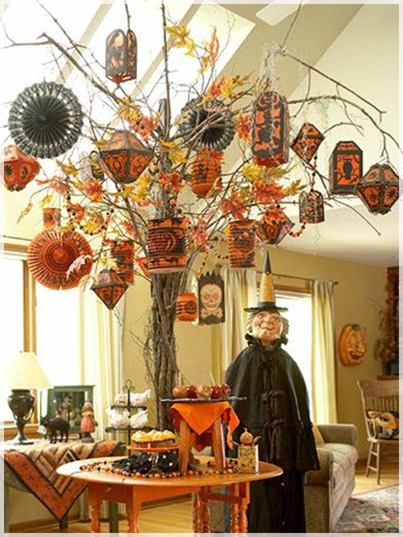 Rustic Halloween Decoration furniture ideas for living room orange and black hang
