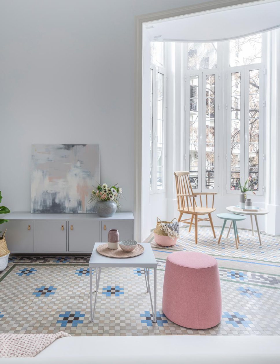 Stylish Pattern Tiles Living Room