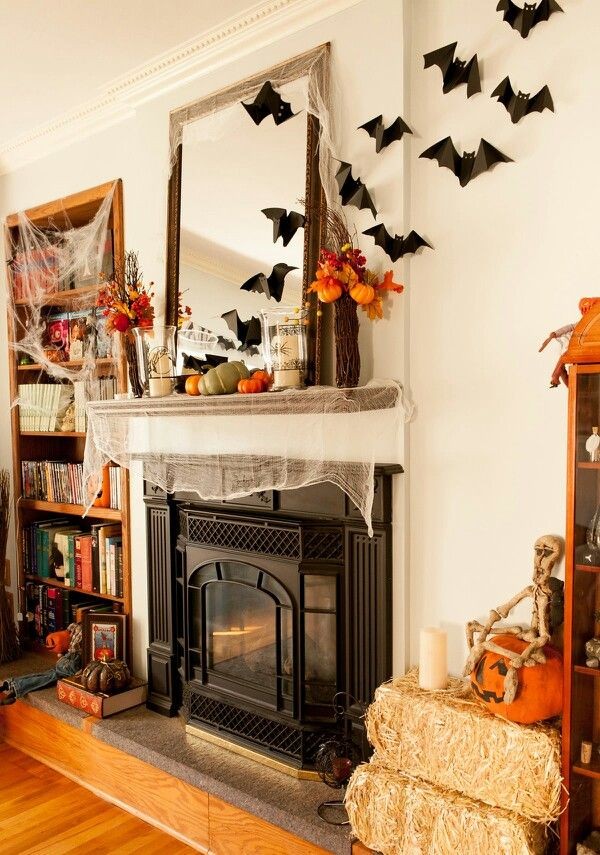 bat halloween net fireplace decor mirror ideas pumpkin diy