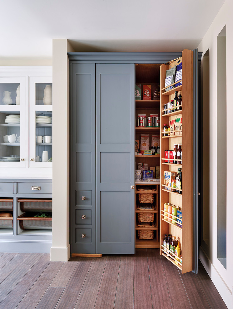 grey traditional kitchen pantry door