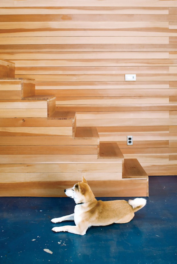 minimalist home wood stairs