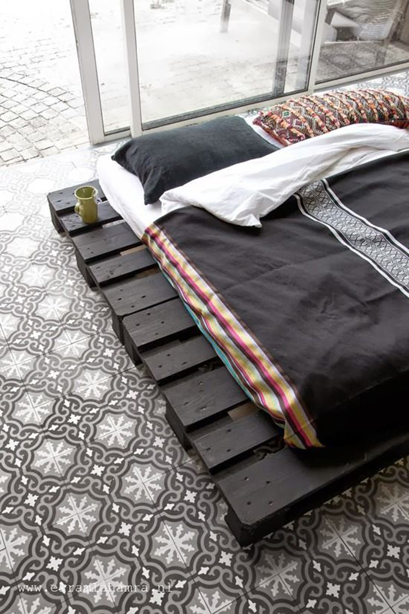 pallet double beds tiles flooring design