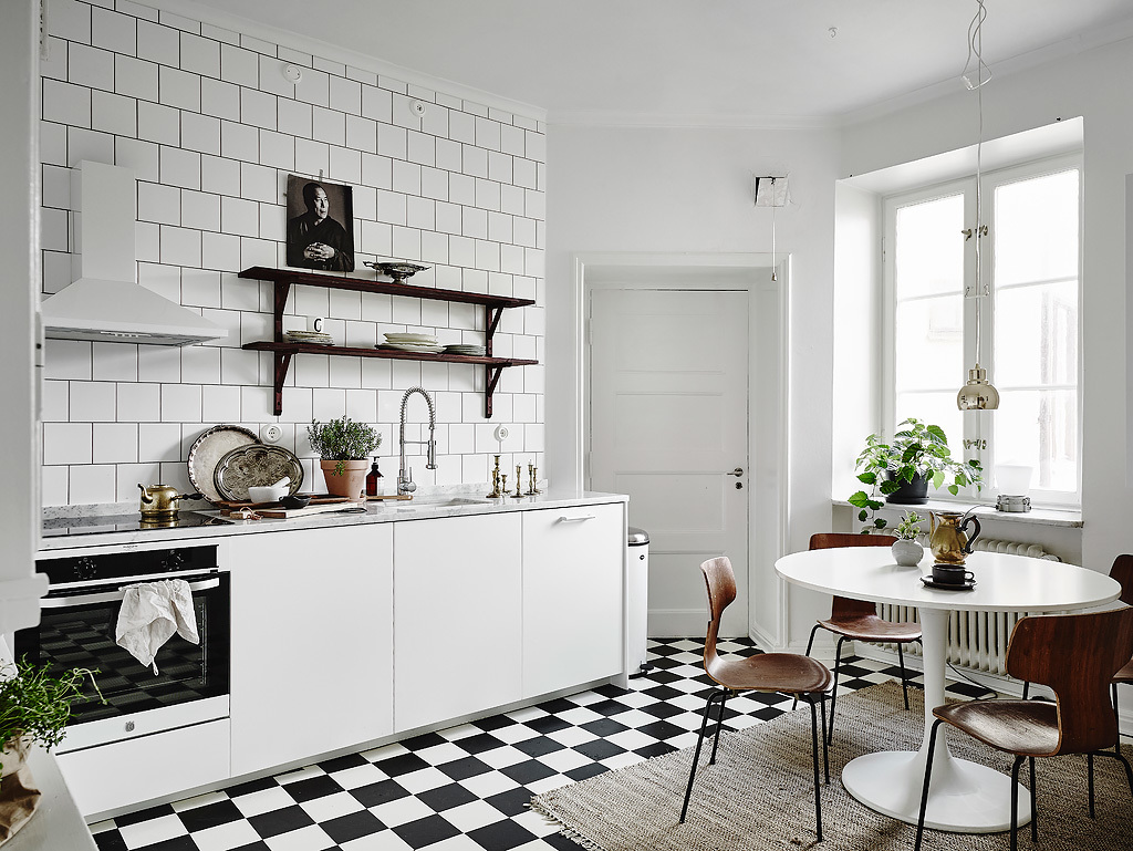 scandinavian kitchen with small dining spaces