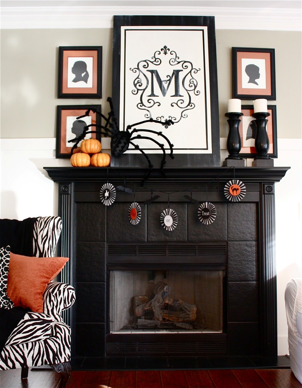 Black Fireplace Halloween Decorations